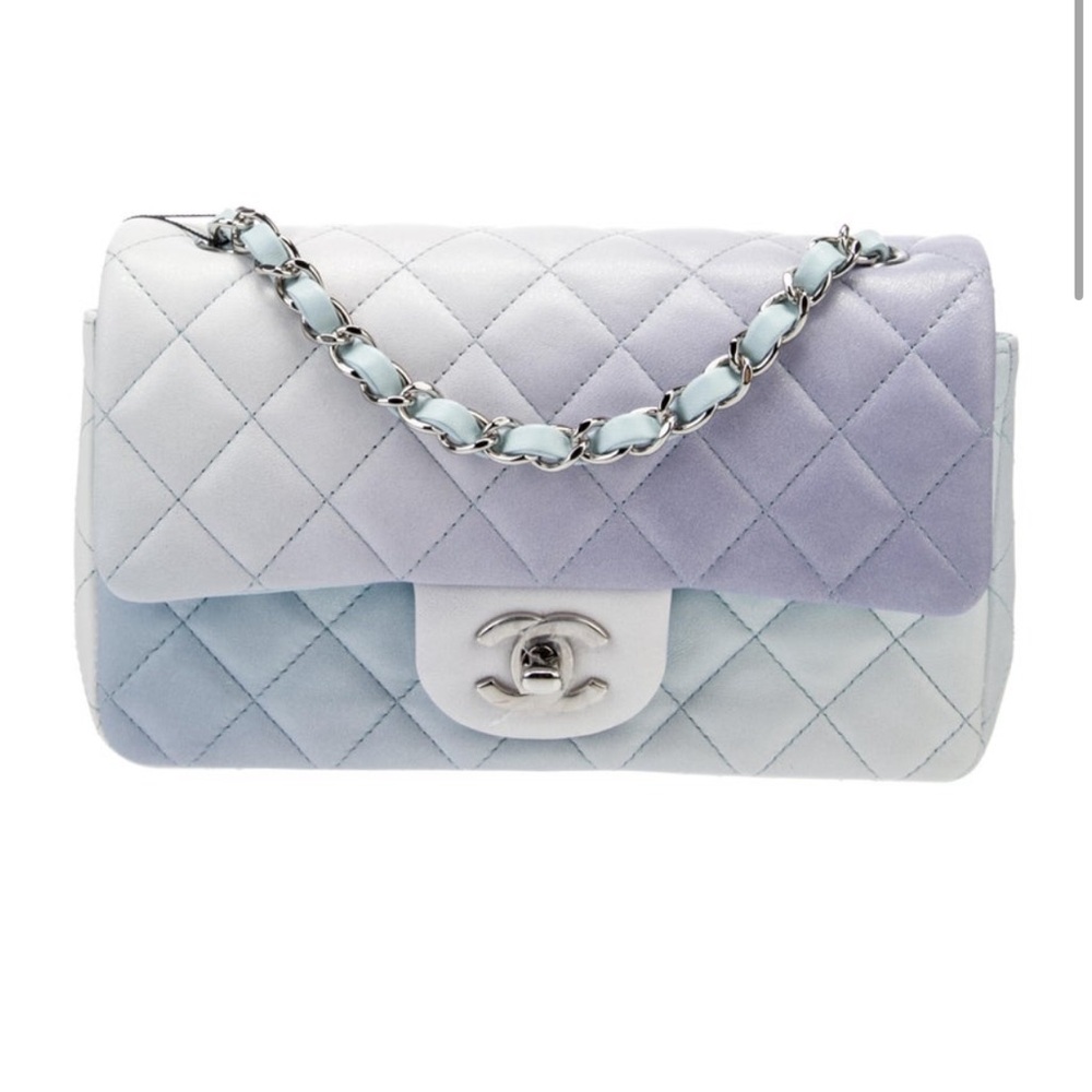 Chanel 2021 Mini Rectangular Flap Bag Blue Ombre